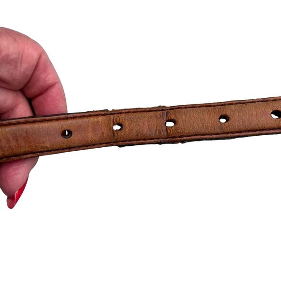 Resistol Leather Belt With Silvertone Longhorn Buckle Sz 42 Western Cowboy Texas - Picture 7 of 7